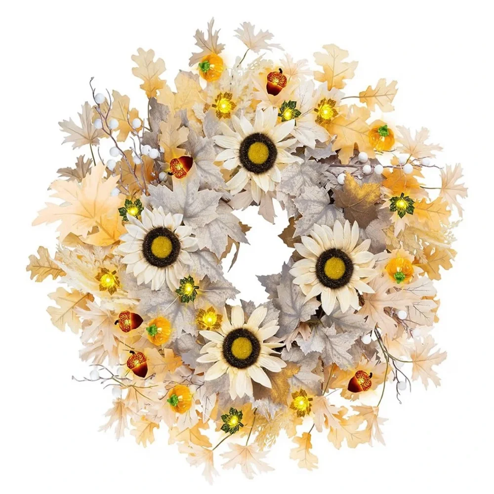 Elegant Cream and Gold Fall Wreath
